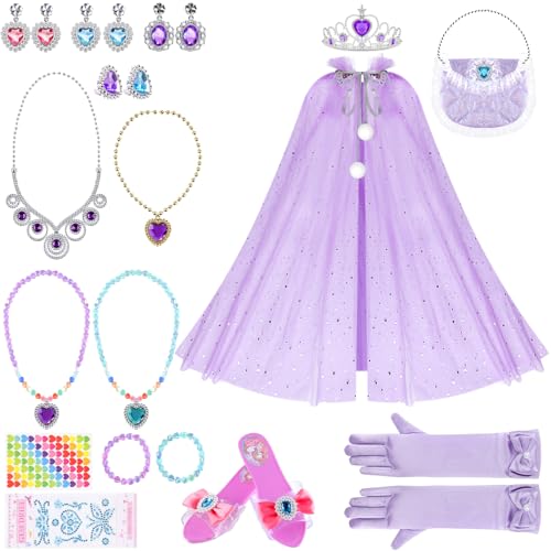 Luckits Prinzessin Umhang Kinder Mädchen, Verkleidung Prinzessin, Kostüm Prinzessin Mädchen mit Halskette Ohrringe Kristall-High-Heels,Party Kostüm Karneval Cosplay für Mädchen Halloween Kostüm Luckits Prinzessin Umhang Kinder Mädchen, Verkleidung Prinzessin, Kostüm Prinzessin Mädchen mit Halskette Ohrringe Kristall-High-Heels,Party Kostüm Karneval Cosplay für Mädchen Halloween Kostüm von Luckits