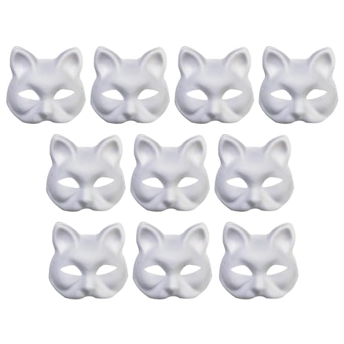 Luckxing 10 Stück Weiße Maske Cosplay, Unbemalte Maskerade Maske, Weißes Papier Maske, Unbemalte Katzenmasken, Weißes Papier Maske Zellstoff Blank Handgemalte Maske Für Karneval, Cosplay, Halloween Luckxing 10 Stück Weiße Maske Cosplay, Unbemalte Maskerade Maske, Weißes Papier Maske, Unbemalte Katzenmasken, Weißes Papier Maske Zellstoff Blank Handgemalte Maske Für Karneval, Cosplay, Halloween von Luckxing