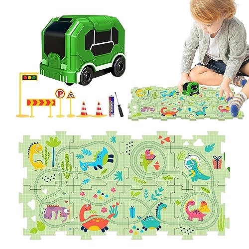 Auto-Schienenbau-Spielzeug,Lernspielzeug zum Bauen, Auto, elektrisches Puzzle - Wiederverwendbare Rennstrecken-Konstruktionsspielzeuge für Jungen und Mädchen ab 3 Jahren Luckxing von Luckxing