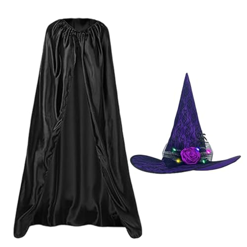Halloween Kostüm Cape Halloween Hexenkostüm Damen Schwarzer Umhang Mit Leuchtendem Hexenhut Halloween Kostüm Damen Hexe Vampir Erwachsener Cosplay Party Für Erwachsene Für Kostüm-Rollenspiele Halloween Kostüm Cape Halloween Hexenkostüm Damen Schwarzer Umhang Mit Leuchtendem Hexenhut Halloween Kostüm Damen Hexe Vampir Erwachsener Cosplay Party Für Erwachsene Für Kostüm-Rollenspiele von Luckxing