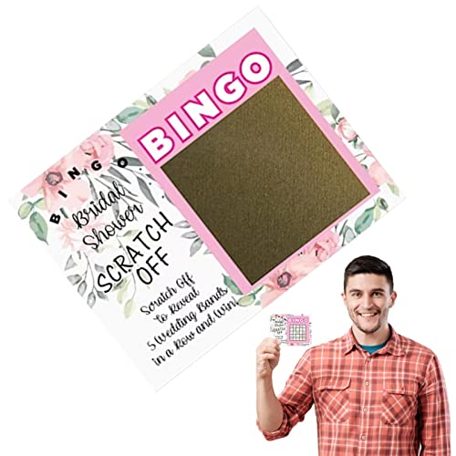 Luckxing Bingo Rubbelkarten | Florale lustige Spielkarten,Einfache Bingo-Spielkarten, rosa Blumen-Rubbelkarten, lustige Spielkarten, Valentinstag-Bingo-Spiel, professionell gedruckt von Luckxing