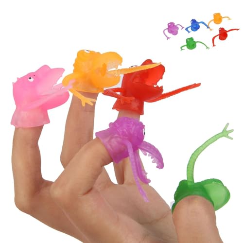 Luckxing Dinosaurier-Fingerspielzeug,Finger-Dinosaurier, 5PCS Handtierfigurenspielzeug, Weiche Dinosaurierpuppen, sicheres Dinosaurierspielzeug, Fingerpuppe für Jungen, Kinder, Mädchen ab 3 Jahren von Luckxing