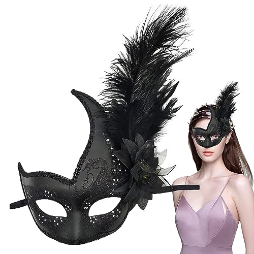 Luckxing Feder-Maskerade-Gesichtsbedeckung, Maskerade Gesichtsbedeckung, Wiederverwendbare tragbare Karnevals-Halloween-Party-Gesichtsabdeckung für Karneval von Luckxing