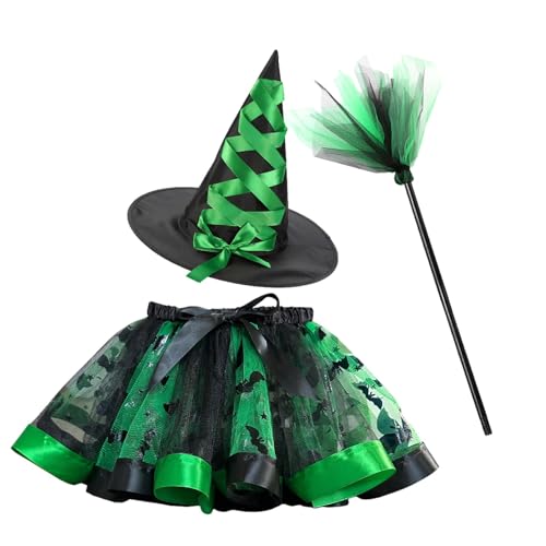 Luckxing Halloween-Rock-Cosplay-Set, Halloween-Mädchen-Tutu-Kostüm - Festliches Kleid-Outfit-Set mit Hut und Besen | Cosplay-Kinder-Tutu-Rock für Karneval, Bühnenaufführung, Schulspiele, Mottopartys Luckxing Halloween-Rock-Cosplay-Set, Halloween-Mädchen-Tutu-Kostüm - Festliches Kleid-Outfit-Set mit Hut und Besen | Cosplay-Kinder-Tutu-Rock für Karneval, Bühnenaufführung, Schulspiele, Mottopartys von Luckxing