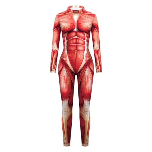Luckxing Männer Muskelanzug Kostüm,Muskel Anatomie Anatomische Körperstruktur Bodysuit Kostüm - Ganzkörper Catsuit Für Karneval Cosplay Rollenspiel von Luckxing