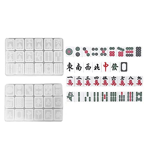 Luckxing Mahjong-Formen für Harzguss - Chinesisches Mahjong-Set aus Silikon,2 Silikonformen für Bastelprojekte, Mahjong-Spielset, Mahjong-Ornamente von Luckxing