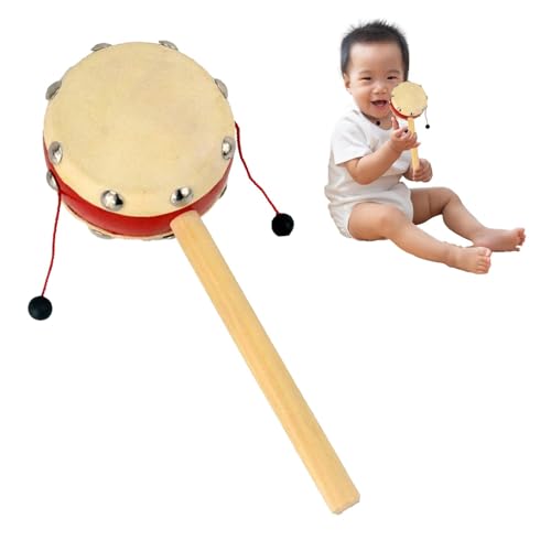 Luckxing Rasseltrommel-Spielzeug, chinesische Rasseltrommel | Handschüttelrassel - Rasseltrommel im chinesischen Stil, Rasseltrommel aus Holz, traditionelles chinesisches Schlaginstrument für Kinder von Luckxing