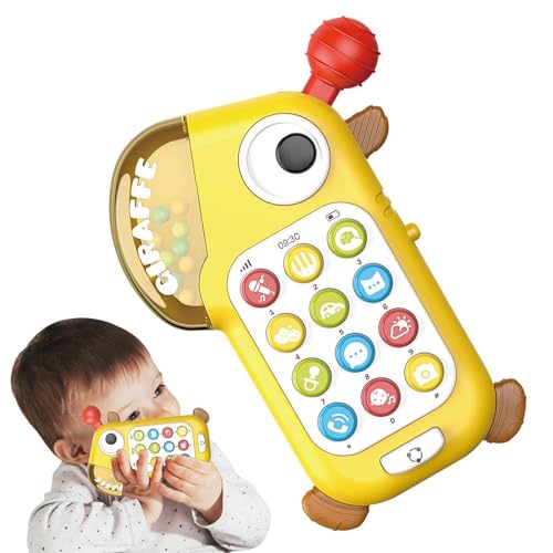 Luckxing Spielzeug-Handy,Kinder-Handy-Spielzeug - Cartoon-Giraffe-Telefon für Kinder,Musiksimuliertes Früherziehungs-Mobiltelefon, Cartoon-Erleuchtungs-Lerngeschichtenmaschine für Kinder von Luckxing