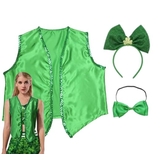 Luckxing St. Patrick's Day Partykostüm, St. Patrick's Day Party-Outfits,St. Patricks Day Weste | Feiertagskostüme, Party-Outfits für Damen und Herren, perfekt für Dekorationen und Partyzubehör zum St von Luckxing