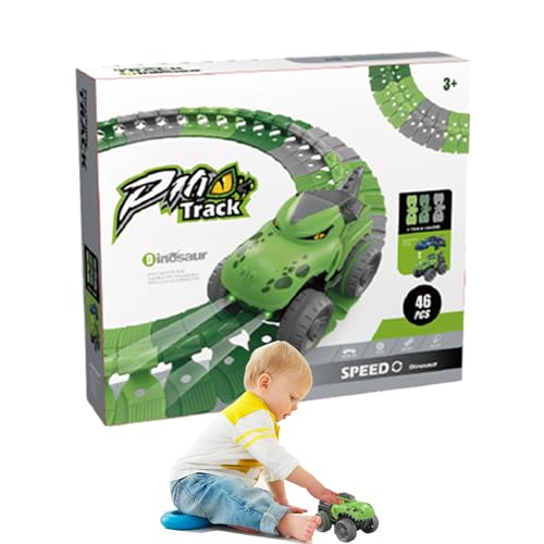 Spielzeugeisenbahn-Set Gleise - DIY-Autobahn-Spielset | Flexible Dinosaurier-Rennbahn für einfache und sichere Montage Luckxing von Luckxing
