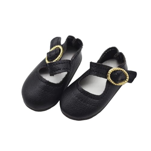 Luckywaqng 1 Paar Puppenschuhe, verstellbare Schnalle, süßes tragbares, exquisites Accessoire, Puppen-Anziehsachen, stilvolle 15 cm große, aus Baumwolle gefüllte Idol-Schuhe, Stiefel, (Black, S) von Luckywaqng