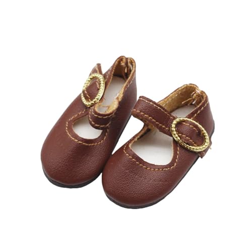 Luckywaqng 1 Paar Puppenschuhe, verstellbare Schnalle, süßes tragbares, exquisites Accessoire, Puppen-Anziehsachen, stilvolle 15 cm große, aus Baumwolle gefüllte Idol-Schuhe, Stiefel, (Brown, S) von Luckywaqng