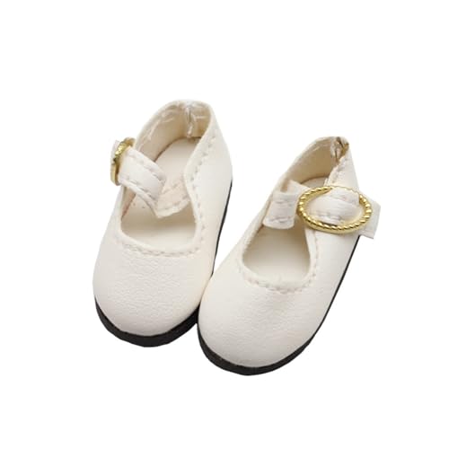 Luckywaqng 1 Paar Puppenschuhe, verstellbare Schnalle, süßes tragbares, exquisites Accessoire, Puppen-Anziehsachen, stilvolle 15 cm große, aus Baumwolle gefüllte Idol-Schuhe, Stiefel, (White, S) von Luckywaqng