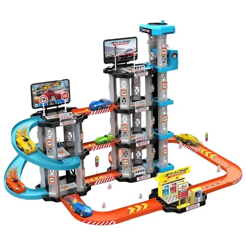 Luckywaqng 1 Set of 3 Story Toy Car Garage with Car Ramp Easy to Assemble Toys Car Track Car Development Toys Compatible with Motorikspielzeug (Mint Green, One Size) von Luckywaqng