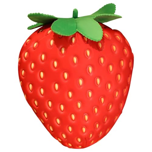 Luckywaqng 15 Inch Strawberry Pillow Plush Decoration Cute Throw Pillow Soft Strawberry Shaped Cushion Pillow Comfort Sleeping Pad Puppenbettwäsche (Red, One Size) von Luckywaqng