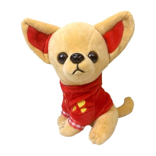 Luckywaqng 18cm Cute Chihuahua Dog Plush Toy Soft Stuffed Animal Doll Birthday Babyspielzeug (Red, One Size) von Luckywaqng