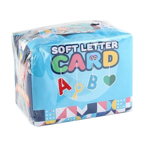Luckywaqng 26-teiliges Alphabet-Karten-Set, weiche Buchstaben, frühes Lernspielzeug mit Aufbewahrungstasche, interaktive ABC-Karten, waschbare weiche Buchstabenkarten, compatible with (Blue, One Size) von Luckywaqng