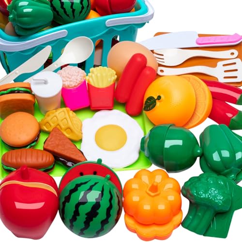 Luckywaqng 29-teiliges Schneide-Spielzeug für, Küchenset, Spielset-Zubehör, Schäl- und Schneidespielzeug, Lebensmittel, Obst und Gemüse, Spielzeug, Weihnachts- und (Sky Blue, One Size) von Luckywaqng