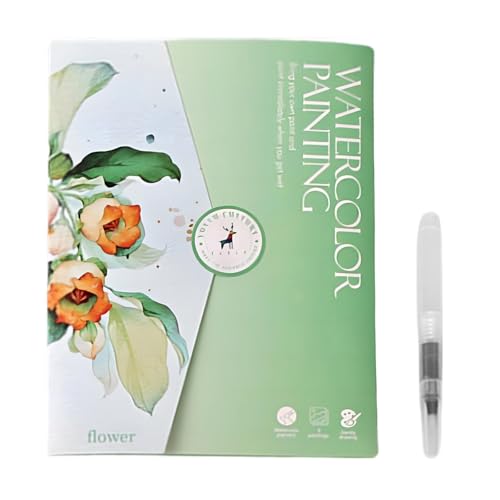 Luckywaqng Aquarell-Arbeitsbuch, 12-Farben-Aquarellfarben-Set mit Pinseln, anfängerfreundliche Aquarell-Arbeitsbücher | Kreatives Aquarellbuch mit 12 Farben und Pinseln für Compatible (A, One Size) von Luckywaqng