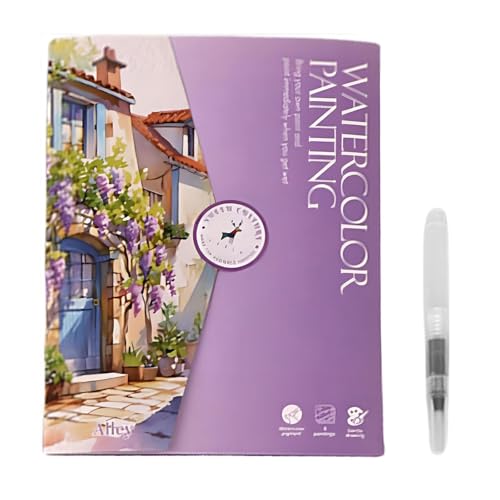 Luckywaqng Aquarell-Arbeitsbuch, 12-Farben-Aquarellfarben-Set mit Pinseln, anfängerfreundliche Aquarell-Arbeitsbücher | Kreatives Aquarellbuch mit 12 Farben und Pinseln für Compatible (B, One Size) von Luckywaqng