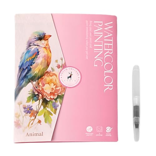 Luckywaqng Aquarell-Arbeitsbuch, 12-Farben-Aquarellfarben-Set mit Pinseln, anfängerfreundliche Aquarell-Arbeitsbücher | Kreatives Aquarellbuch mit 12 Farben und Pinseln für Compatible (D, One Size) von Luckywaqng