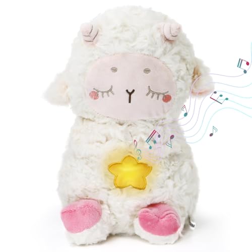 Luckywaqng Atmendes Stofftier, Plüsch-Babyspielzeug, beruhigendes atmendes Stofftier für Angstzustände, Erwachsene und, atmende Lichter und Soundmaschine mit realistischer Atmung Bett (C, S) von Luckywaqng