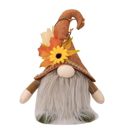 Luckywaqng Autumn Gonks Home Decorations Cute Plush Handmade Fall GNOME Doll with Light Up Feature. Mini Faceless Tomte Dwarf Soft and Warm Glow. Creates Cozy Atmosphere 15 cm (A, One Size) von Luckywaqng