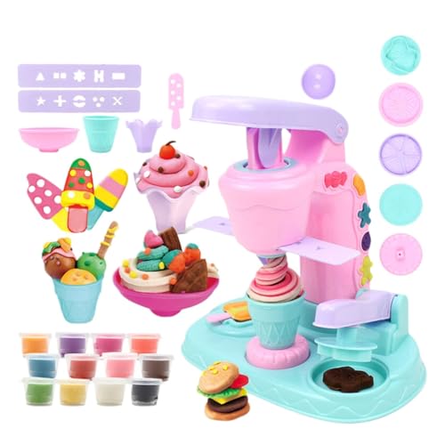 Luckywaqng Color Dough For Kids Play Toys Noetoy 26 PCS Ice Maker Machine Color Dough Set With 12 Cans Dough For 3 4 5 6 7 8 Year Old Girls Boys Kids And Toddlers () DIY Basteln Für (Purple, One Size) von Luckywaqng