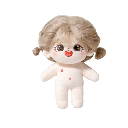 Luckywaqng Cotton Plush Doll 20cm Cute Cotton Doll with Skeleton Anime Plushies Soft Stuffed Dress Up Doll Plush Toys Come with Doll Clothes Puppenhaus Zubehör Garten (B, One Size) von Luckywaqng