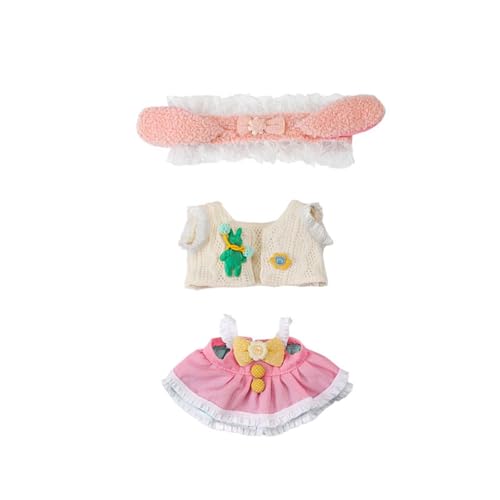 Luckywaqng Cotton Plush Doll 20cm Cute Cotton Doll with Skeleton Anime Plushies Soft Stuffed Dress Up Doll Plush Toys Come with Doll Clothes Puppenhaus Zubehör Garten (K, One Size) von Luckywaqng