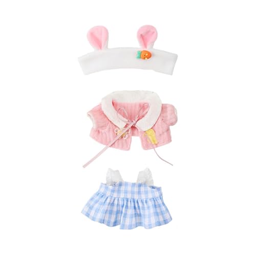 Luckywaqng Cotton Plush Doll 20cm Cute Cotton Doll with Skeleton Anime Plushies Soft Stuffed Dress Up Doll Plush Toys Come with Doll Clothes Puppenhaus Zubehör Garten (P, One Size) von Luckywaqng