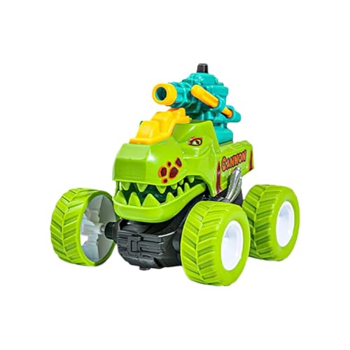 Luckywaqng Dinosaur Pull Back Cars Friction Powered Vehicles Double Side Stunt Dinosaur Car Toy Cars for 1 2 3 Year Old Boys Truck Toys for Toddlers Age 1 3 Compatible with (Green, One Size) von Luckywaqng