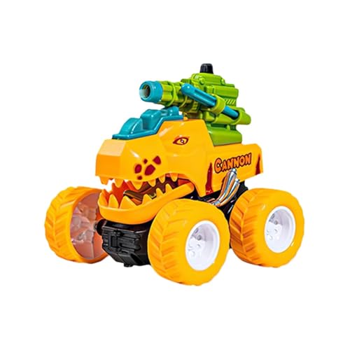 Luckywaqng Dinosaur Pull Back Cars Friction Powered Vehicles Double Side Stunt Dinosaur Car Toy Cars for 1 2 3 Year Old Boys Truck Toys for Toddlers Age 1 3 Compatible with (Yellow, One Size) von Luckywaqng