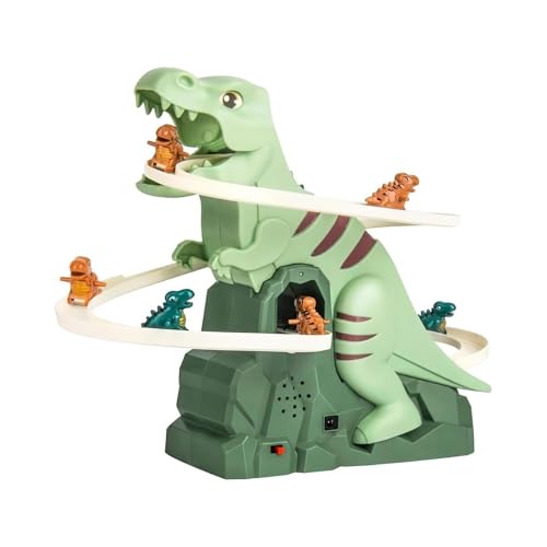 Luckywaqng Dinosaur Slide Toy Set Toy Car Ramp Track Dinosaur Climbing Railcar Funny Escalator Toy Dinosaur Automatic Stair Climbing Race Track Set Kleinkindspielzeug (Green, One Size) von Luckywaqng