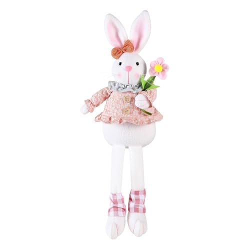 Luckywaqng Easter Bunny Long Legged Sitting Plush Toy Cute Decorative Doll for Holiday Parties Adorable Indoor Decoration for Easter Celebrations Miniatur Puppenhaus Zubehör (Pink, One Size) von Luckywaqng