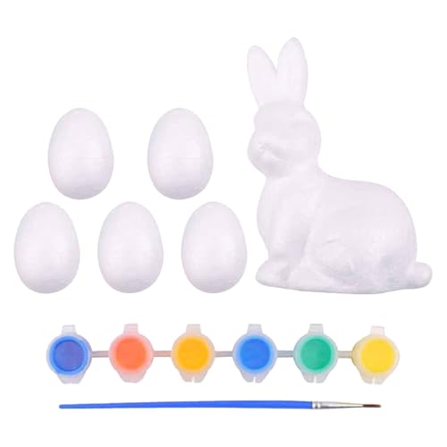 Luckywaqng Easter DIY Hand Painted Bunny Decorations Children Doll Cute Foam Simulation Egg Suit DIY Hand Painted Bunny Ornaments Can Not Be Used As Home Decorations But Kunsthandwerk (A, One Size) von Luckywaqng