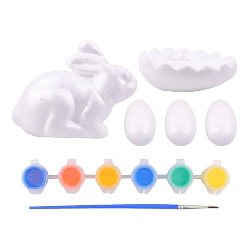 Luckywaqng Easter DIY Hand Painted Bunny Decorations Children Doll Cute Foam Simulation Egg Suit DIY Hand Painted Bunny Ornaments Can Not Be Used As Home Decorations But Kunsthandwerk (C, One Size) von Luckywaqng