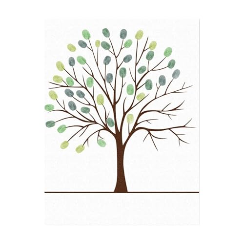 Luckywaqng Fingerabdrücke Leinwand Gästebuch Fingerabdruck Malerei Kreative Fingerabdrücke Malerei Dekor Für Hochzeit Mit Stempelkissen Geschenkboxen Set Eule (Green, S) von Luckywaqng