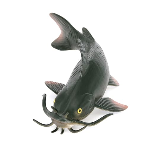 Luckywaqng Fish Model Lifelike Artificial Freshwaters Fishs Catfish Statue for Home Decoration Aquarium Display Ornaments Early Educational Toy Kleinkindspielzeug (Grey, One Size) von Luckywaqng