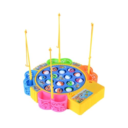 Luckywaqng Fishing Game Toy Pole and Rod Fish Board Rotating with Music Includes 15 Fish and 4 Fishing Poles Motor Skill Training Great Birthday for Children Kids Compatible with (Blue, One Size) von Luckywaqng