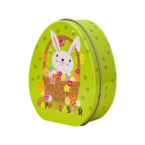 Luckywaqng Flache, eiförmige Weißblechdose mit Hasenmotiv für die Osterdekoration Kunsthandwerk Für Erwachsene Anfänger (A, One Size) von Luckywaqng