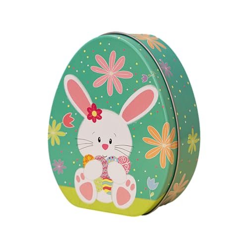 Luckywaqng Flache, eiförmige Weißblechdose mit Hasenmotiv für die Osterdekoration Kunsthandwerk Für Erwachsene Anfänger (C, One Size) von Luckywaqng