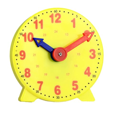 Luckywaqng Happy Date Clock—Teaching Kids to Tell Time Color Coded Hour and Minute Hands Toy Clock with Metal Stand Classroom Or Homeschool Kleinkindspielzeug Für Mädchen (Yellow, One Size) von Luckywaqng