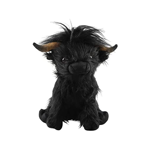 Luckywaqng Highlands Kuh Kuscheltier Plüsch Weich gefülltes Plüsch-Kuh- für Plüschtier 30 cm (Black, S) von Luckywaqng