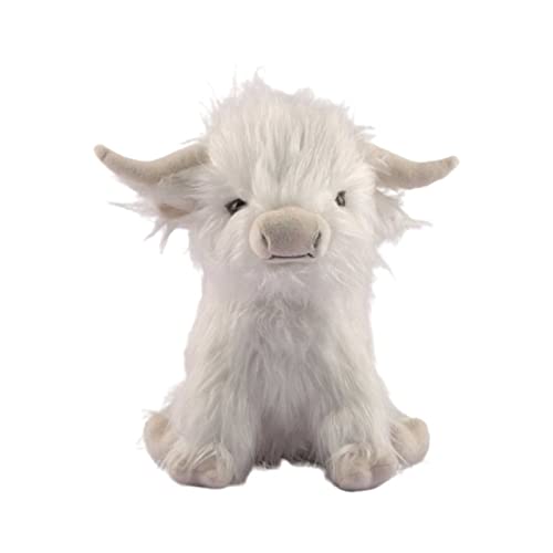 Luckywaqng Highlands Kuh Kuscheltier Plüsch Weich gefülltes Plüsch-Kuh- für Plüschtier 30 cm (White, S) von Luckywaqng