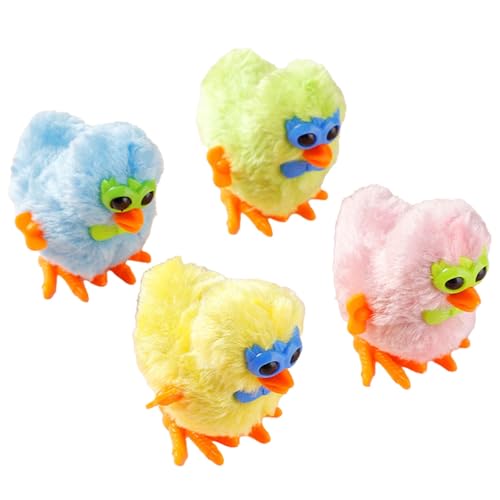 Luckywaqng Jumping Chick Wind Up Plush Toys for Toddlers Kids Game Colorful Hopping Chick Wind Up Toy Hunt Basket Fillers Plush Chicks Toys for Boys Girls Meckert Ca. (Yellow, One Size) von Luckywaqng
