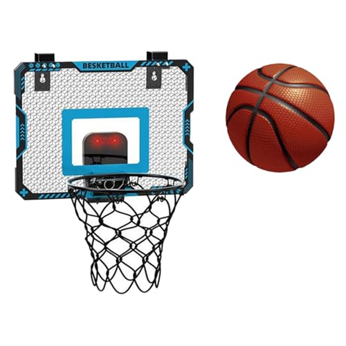 Luckywaqng Kids Basketball Hoop with Lights and Sound No Drill Wall Mounted Indoor/Outdoor Basketball Board Toy for Fun Compatible with Motorikschleifen (Blue, One Size) von Luckywaqng