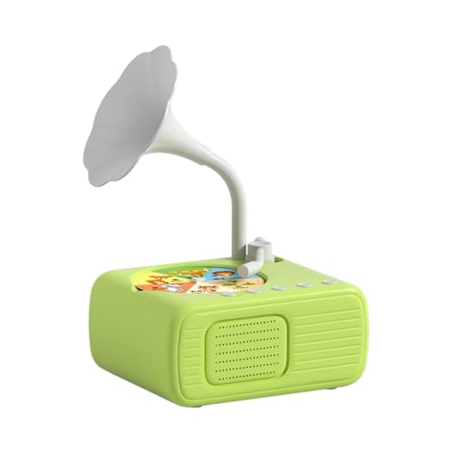 Luckywaqng Kids Gramophone with 96 Cards Children's Phonograph Story Music Player Boys Girls Toddler Toys Early Childhood Education Birthday 3 6 Years Old Compatible with (Green, One Size) von Luckywaqng