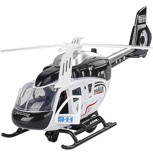 Luckywaqng Kids Helicopter Toy Diecast Helicopter Model Kit Pull Back Toy Helicopter with Lights and Sound Toy Airplane with Rotatable Propeller Helicopter Toys for Boys Age 4 7 (Black, One Size) von Luckywaqng