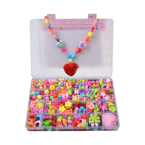 Luckywaqng Kids Jewelry Bracelet Making Beads Kit Educational Games DIY Toys Bracelet Necklace Jewelry Toy Set with 24 Grids for Boys and Girls to Hand Coordination Baby (Red, One Size) von Luckywaqng